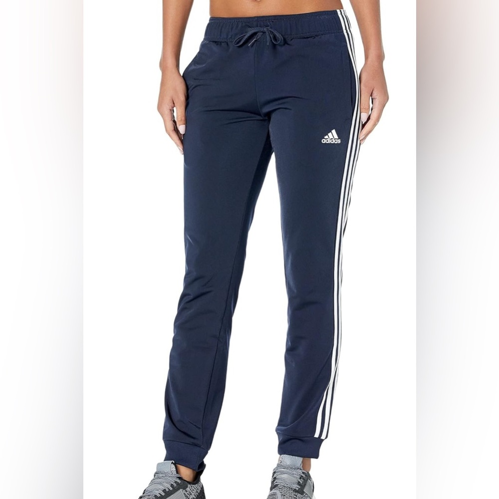 NEW Adidas Women's Dark Blue Joggers with White Stripes